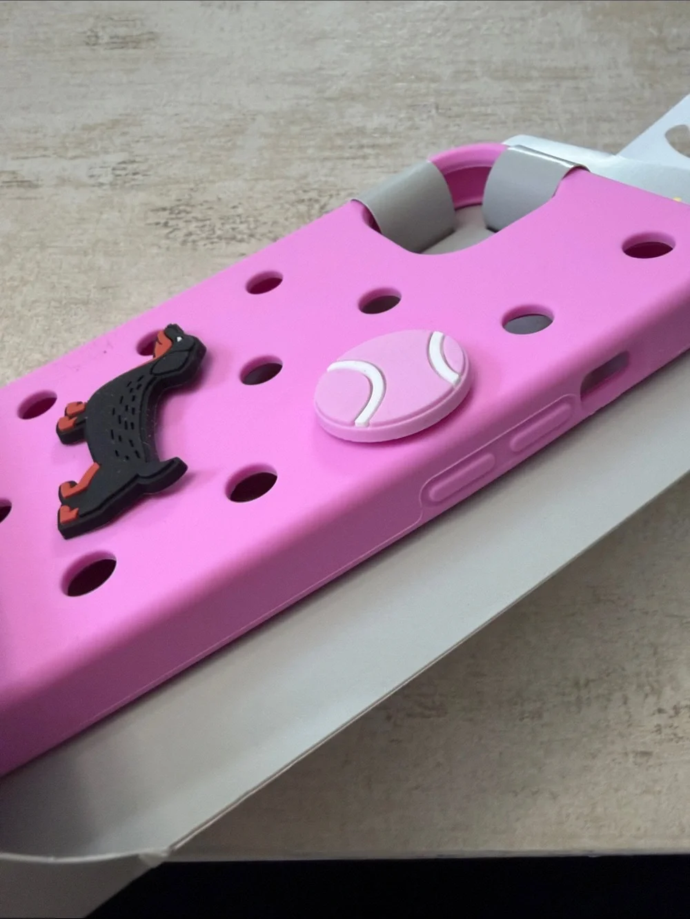 heyday Pink Phone Pop-In Case with Dachshund Charm. iPhone 16e, 15, 14 & 13